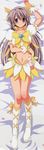  absurdres artist_request blue_eyes blush boots bow choker clannad cosplay cure_sunshine cure_sunshine_(cosplay) dakimakura earrings flower hairband heart heartcatch_precure! highres jewelry knee_boots kuwashima_houko legs long_hair lying magical_girl midriff orange_choker petals precure sakagami_tomoyo seiyuu_connection silver_hair skirt solo third-party_edit twintails very_long_hair yellow_bow yellow_skirt 