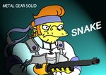  aodemi earrings gun jewelry male_focus metal_gear_(series) metal_gear_solid namesake orange_hair parody solid_snake solo style_parody the_simpsons weapon 