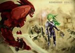  absurdres armor assault_rifle bad_id bad_pixiv_id battle blue_eyes crossover damaged energy_sword frog green_hair gun hair_ornament halo:_reach halo_(game) helmet highres kochiya_sanae power_suit rifle sangheili snake spark_(sandro) spartan spartan-b312 sword touhou weapon you_gonna_get_raped 