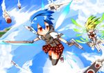  bad_id bad_pixiv_id fairy flying gun haradaiko_(arata_himeko) missile multiple_girls original school_uniform sword thighhighs weapon wings 