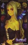  bare_shoulders curly_hair dress elbow_gloves gloves grey_eyes grey_hair gwendolyn head_wings kamitani_george long_hair odin_sphere official_art solo strapless strapless_dress vanillaware 