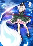  bad_id bad_pixiv_id blue_eyes bobby_socks ghost hairband katana konpaku_youmu konpaku_youmu_(ghost) leg_garter legs short_hair silver_hair socks solo sword touhou weapon zhuxiao517 