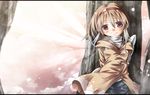  backpack bad_id bad_pixiv_id bag brown_hair hairband highres kanon red_eyes short_hair solo tsukimiya_ayu wings winter_clothes yamada_yuuki 