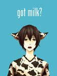  black_eyes black_hair cow_costume durarara!! got_milk kasuka_heiwajima milk milk_mustache 
