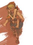  1girl alternate_costume bad_id bad_pixiv_id barefoot blonde_hair brown_hair capri_pants carrying feet ilia_(zelda) link pants pointy_ears sketch the_legend_of_zelda the_legend_of_zelda:_twilight_princess toes wii_version yo_mo 