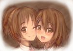  :d bad_id bad_pixiv_id brown_eyes brown_hair cheek-to-cheek face hair_ornament hairclip hirasawa_ui hirasawa_yui k-on! kyuri multiple_girls one_eye_closed open_mouth ponytail siblings sisters sketch smile 