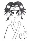  absurdres derivative_work forehead_protector graphite_(medium) greyscale highres konohagakure_symbol lee27 male_focus monochrome naruto naruto_(series) ninja rock_lee scan self_upload sketch solo traditional_media 