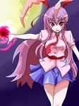  animal_ears breasts bunny_ears full_moon glowing glowing_eyes highres long_hair medium_breasts moon necktie purple_hair red_eyes red_neckwear reisen_udongein_inaba skirt solo sora-bozu touhou very_long_hair 