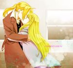  1girl blonde_hair couple edward_elric fullmetal_alchemist hetero hoshino_hitsuki hug kiss long_hair spoilers winry_rockbell 