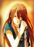  bracelet brown_hair fukutarou_(enji127) jewelry k-on! long_hair microphone microphone_stand no_eyewear solo yamanaka_sawako 