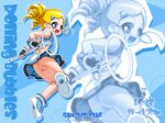 ass blonde_hair blue_eyes drill_hair fingerless_gloves flat_chest gambler_club gloves goutokuji_miyako hair_ornament hairclip looking_back nipples no_bra no_panties open_mouth powerpuff_girls_z rolling_bubbles skirt solo staff twintails upskirt zoom_layer 