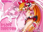  akazutsumi_momoko artist_request flat_chest gloves hyper_blossom nipples no_panties open_clothes open_shirt orange_hair powerpuff_girls_z red_eyes ribbon shirt skirt solo 