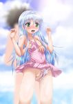  artist_request blush breast_grab breasts censored cfnm clothed_female_nude_male cloud clouds cum cum_on_clothes cum_under_clothes grabbing green_eyes grinding index kamijou_touma kurogane_(majesticrune) navel open_mouth penis pussy swimsuit thigh_sex thighs to_aru_majutsu_no_index white_hair 