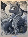  andy_price crown equid friendship_is_magic full_moon hair hi_res horn jewelry long_hair mammal monochrome moon my_little_pony necklace princess_luna_(mlp) solo tiara winged_unicorn wings 