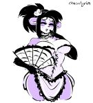  anthro big_breasts breasts clothing corset eyes_closed female folding_fan giant_panda hi_res lingerie mammal sem-l-grim ursid wide_hips 