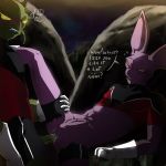  1:1 anal anal_penetration bodily_fluids bottomless chiritea clothed clothing cum cum_in_ass cum_inside dialogue dragon_ball dragon_ball_super dyspo_(dragon_ball_super) fish genital_fluids hi_res kettol_(character) lagomorph leporid male male/male male_penetrated male_penetrating mammal marine penetration penis rabbit sex smile 
