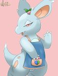  2019 anthro apron apron_only bedroom_eyes berry clothing female food fruit gesture half-closed_eyes hi_res looking_at_viewer mammal maple_apicot mostly_nude nidorina nintendo open_mouth plant pok&eacute;mon pok&eacute;mon_(species) pok&eacute;mon_mystery_dungeon pussy reallydarkandwindie rodent seductive simple_background solo tongue video_games wanderlust waving 