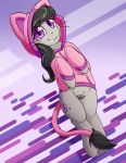  clothed clothing fearingfun female feral friendship_is_magic fur hi_res hoodie my_little_pony octavia_(mlp) purple_eyes pussy solo topwear 