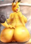  absurd_res anthro big_breasts breasts butt clothing cosplay_pikachu_(costume) female fur hi_res nintendo pikachu pikachu_libre pok&eacute;mon pok&eacute;mon_(species) solo video_games viejillox wide_hips yellow_fur 