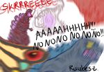  ambiguous_gender arthropod close-up comic dialogue doughegoji english_text fangs feral godzilla godzilla_(series) insect kaiju lepidopteran monster moth mothra mothra_(series) open_mouth pteranodon pteranodontid pterosaur reptile roaring rodan_(toho) running ruubeszdraws scalie scared screeching sharp_teeth teeth text toho wings 