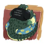  1:1 alligator alligatorid ambiguous_gender anthro belly belly_overhang big_belly big_butt butt claws clothed clothing controller crocodilian finaladversary game_controller gaming green_scales holding_controller holding_object midriff obese overweight playing_videogame reptile scales scalie sitting solo toe_claws wide_hips 