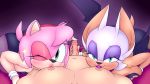  amy_rose big_breasts breasts female first_person_view green_eyes group group_sex half-closed_eyes handjob hi_res makeup male male/female minxydoodle nipples one_eye_closed penile playboy rouge_the_bat sex sonic_(series) sucking threesome 