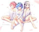  cleavage dress_shirt emilia_(re_zero) lalazyt ram_(re_zero) re_zero_kara_hajimeru_isekai_seikatsu rem_(re_zero) 