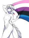  2019 5_fingers absurd_res anthro black_nose digital_media_(artwork) fingers genderfluid_pride_colors girly hi_res lgbt_pride lutrine male mammal mikhaila_kirov mustelid nipples partially_colored pride_colors simple_background sketch solo tsampikos white_background 