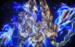  aura glowing graphite_(medium) gundam gundam_narrative highres mecha millipen_(medium) no_humans nt-d shield traditional_media unicorn_gundam_phenex uungunover 