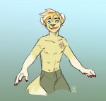  anthro blue_sclera bottomwear claws clothed clothing domestic_cat felid feline felis fingerpads gloves_(marking) gradient_background hair hi_res male mammal markings multi_nipple nipples open_mouth pink_nose reservoirdog_(artist) scar shorts simple_background smile solo topless 