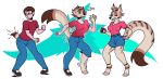  2019 anthro artist-chan barefoot blush bottomwear breast_growth breasts brown_hair canid canine canis clothing eyewear female footwear gender_transformation glasses hair human human_to_anthro jeans male mammal mtf_transformation open_mouth pants pawpads red_eyes sequence shirt shoes short_hair shorts simple_background solo species_transformation standing surprise tail_growth topwear transformation wolf 