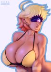  1_eye 2019 absurd_res big_breasts breasts clothed clothing cyclops digital_media_(artwork) eyelashes female hair hi_res humanoid humanoid_pointy_ears looking_at_viewer multicolored_hair not_furry open_mouth purple_eyes short_hair simple_background solo souladdicted two_tone_hair viviana_(souladdicted) 