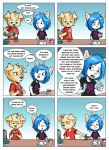  2016 anthro black_clothing black_eyes black_nose black_shirt black_topwear blue_background blue_hair brown_fur brown_hair calvin_and_hobbes candy canid canine canis child chocolate clothed clothing comic cub dialogue digital_media_(artwork) disgust domestic_cat domestic_dog duo english_text fangs felid feline felis female floppy_ears food fur gradient_background hair hi_res humor inner_ear_fluff lillith_(oomizuao) male mammal oomizuao open_mouth pink_nose red_clothing red_shirt red_topwear sam_(oomizuao) shirt short_hair simple_background skull smile smug speech_bubble teeth text thought_bubble tongue tongue_out topwear white_background white_fur young 