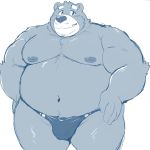  12beat13 1:1 2019 american_black_bear anthro belly black_bear bulge clothing cute_fangs humanoid_hands male mammal monochrome moobs navel nipples overweight overweight_male simple_background solo underwear ursid ursine white_background 
