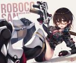  breasts cleavage fukai_ryousuke glasses roboco-san roboco_ch. short_hair signed techgirl weapon 