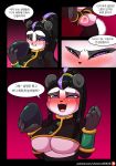  2019 absurd_res anthro aya_blackpaw black_hair blizzard_entertainment blush breasts breath clothing comic dialogue egg exposed_breasts female fur hair hearthstone hi_res korean_text li_li_stormstout mammal nipples open_mouth pandaren panting ponytail purple_eyes solo speech_bubble text translation_request under_boob ursid video_games warcraft wherewolf 