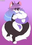  absurd_res anthro big_breasts black_fur breasts bulge cleavage_cutout clothing dongitos felid feline fur hair hi_res huge_breasts intersex long_hair looking_at_viewer mammal short_stack solo sweater thick_thighs topwear underwear white_fur wide_hips 