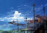  animal bird building clouds industrial mocha_(cotton) ponytail scenic seifuku sky water 