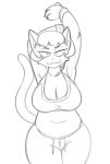  anthro bra chen_(chubbachunks) chubbachunks clothing domestic_cat felid feline felis female hair jogging_pants looking_at_viewer mammal navel raised_arm solo sports_bra sportswear underwear 