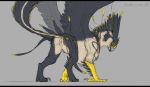  2019 anus avian beak butt claws falcrus feathered_wings feathers female feral fur gryphon hi_res looking_at_viewer mammal presenting presenting_hindquarters pussy solo spreading standing teasing wings 