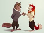  4_fingers 4_toes anthro anthrofied balto balto_(film) bottomwear breasts canid canine canis clothing domestic_dog duo female fingers fur hi_res jenna_(balto) male mammal pants ritwell smile standing sweater toes topwear wolf 