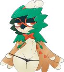  alpha_channel anthro avian beak bird blush clothed clothing decidueye feathers female half-closed_eyes hi_res nintendo panties pok&eacute;mon pok&eacute;mon_(species) solo underwear video_games wings zinzoa 