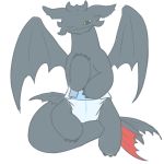  1:1 2014 black_skin diaper dragon dreamworks green_eyes how_to_train_your_dragon looking_at_viewer lying male night_fury on_back one_eye_closed rugia1992 scalie simple_background solo toothless western_dragon 