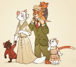  4_fingers 4_toes anthro anthrofied berlioz_(aristocats) bottomwear clothing coat disney domestic_cat dress duchess felid feline felis female fingers fur group hi_res male mammal marie_(aristocats) necktie pants ritwell shirt smile standing the_aristocats thomas_o&#039;malley toes topwear toulouse_(aristocats) 