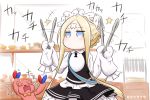  &gt;_&lt; +++ 1girl :d abigail_williams_(fate/grand_order) bangs black_dress blonde_hair blue_eyes braid butterfly_hair_ornament closed_eyes commentary_request crossed_bandaids dress fate/grand_order fate_(series) hair_ornament highres holding keyhole long_hair long_sleeves looking_away motion_lines neon-tetora open_mouth parted_bangs shirt sidelocks signature sleeveless sleeveless_dress sleeves_past_fingers sleeves_past_wrists smile solo star stuffed_animal stuffed_toy teddy_bear tongs translation_request very_long_hair white_shirt xd 