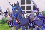  armor bat_pony blue_eyes blue_feathers brown_eyes didelphid equid fan_character feathers friendship_is_magic fur grass green_eyes grey_fur group horn inuhoshi-to-darkpen mammal marsupial my_little_pony night_guard_(mlp) open_mouth out_doors princess_luna_(mlp) red_eyes royal_guard_(mlp) tiberius_(mlp) winged_unicorn wings 