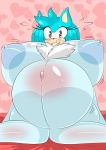  2019 anthro ao32686845 areola bed belly big_belly big_breasts big_butt big_nipples bloom blue_eyes blush breasts butt digital_media_(artwork) domestic_cat fan_character felid feline felis female fur hair huge_breasts long_hair looking_at_viewer mammal mint_(character) nipples nude pregnant puffy_nipples smile solo sonic_(series) teal_body thick_thighs video_games wide_hips 