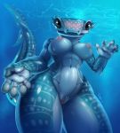  5_fingers anthro blush breasts carpet_shark female fingers fish fivel hi_res looking_at_viewer marine nipples nude pussy shark signature solo underwater water whale_shark 