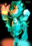  2019 anthro ao32686845 big_breasts big_butt blue_eyes breasts butt clothed clothing cryokinesis domestic_cat elemental_manipulation fan_character felid feline felis female fire fire_manipulation fur hair huge_breasts hyper hyper_breasts long_hair looking_at_viewer mammal mint_(character) simple_background smile solo sonic_(series) teal_body thick_thighs thin_waist video_games wide_hips 