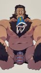  2019 anthro ape balls biceps body_hair chastity_cage chastity_device chest_hair clothing darius_(fullmetal_alchemist) facial_hair flaccid gorilla hair haplorhine humanoid_penis male mammal muscular muscular_male navel nipples pecs penis primate pubes sideburns solo stylized_chastity_cage submissive_male taoren underwear 